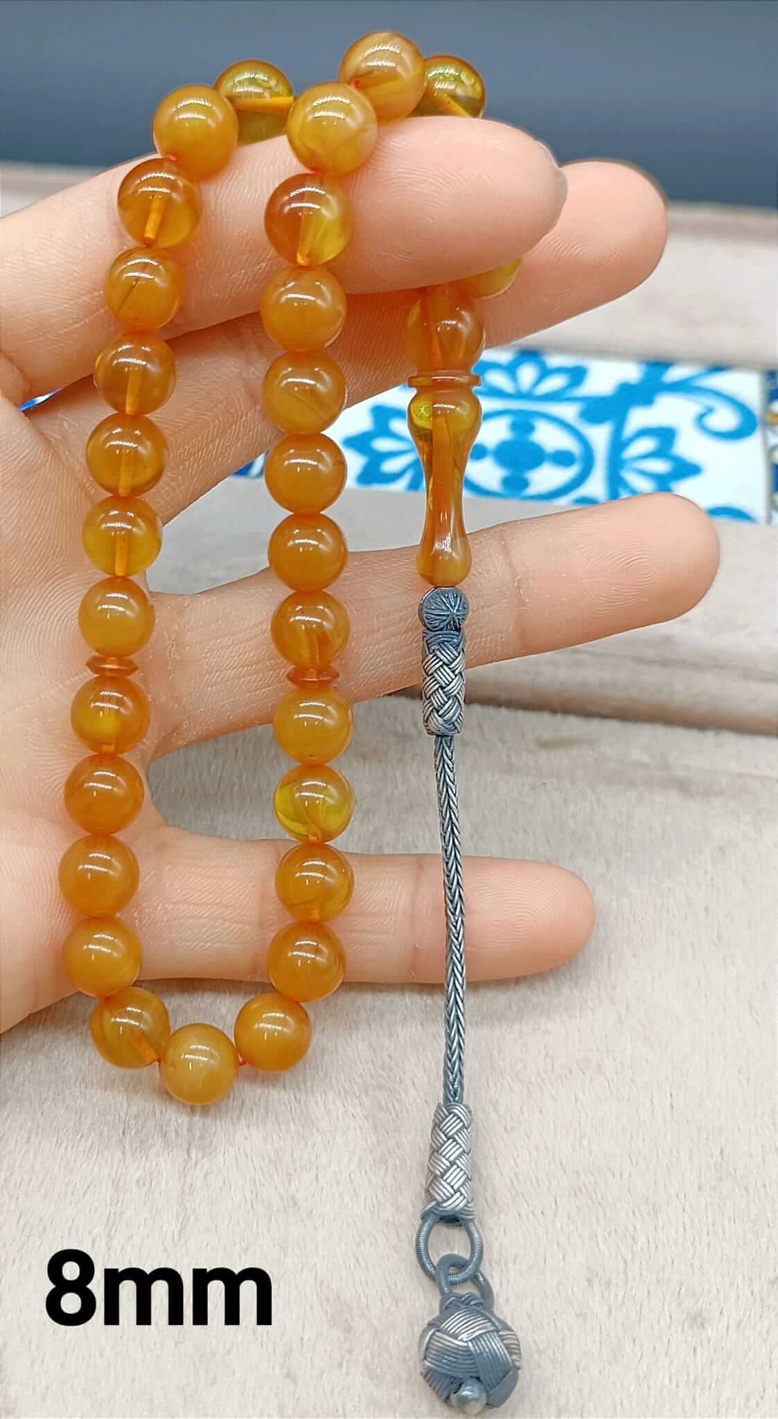 925 AYAR GÜMÜŞ KAZAZ PÜSKÜLLÜ SIKMA KEHRİBAR TESBİH - ÖzelSen