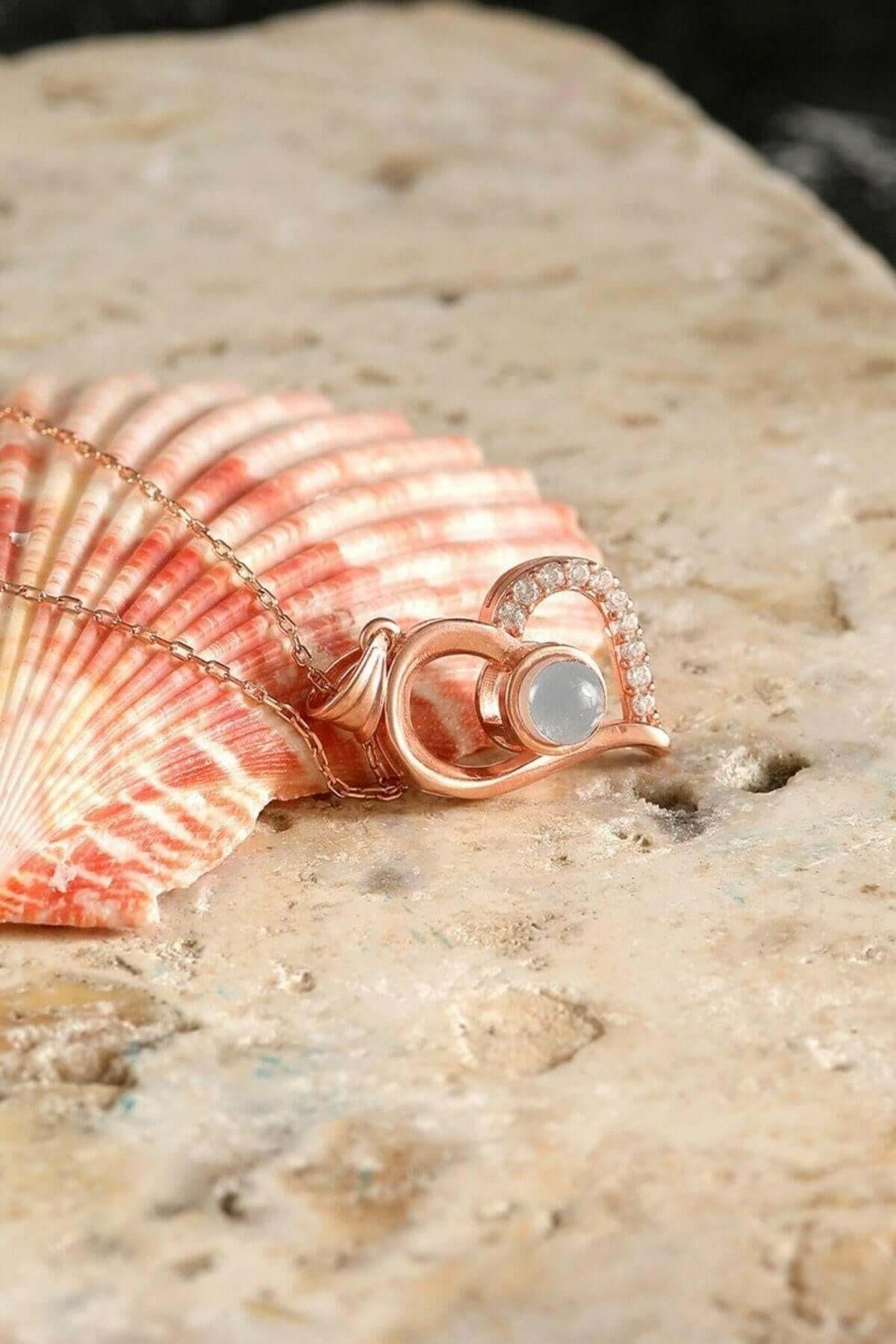 925 Ayar Gümüş Kalpli Inci Kolye - ÖzelSen