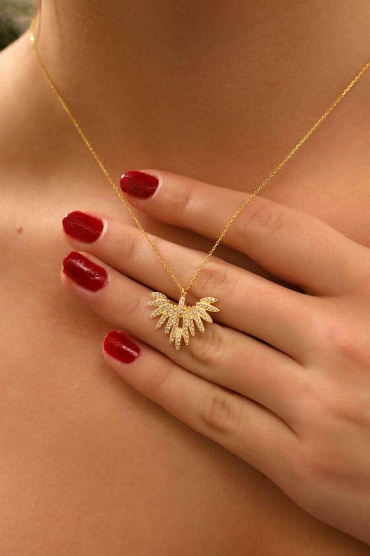 925 Ayar Gümüş Melek Kanadı Kolye - ÖzelSen