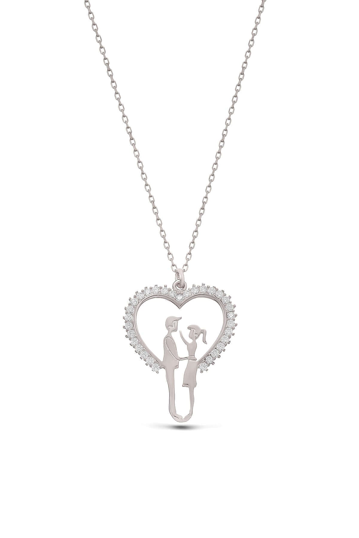 925 Ayar Gümüş Sevgili Kalpli Kolye - ÖzelSen