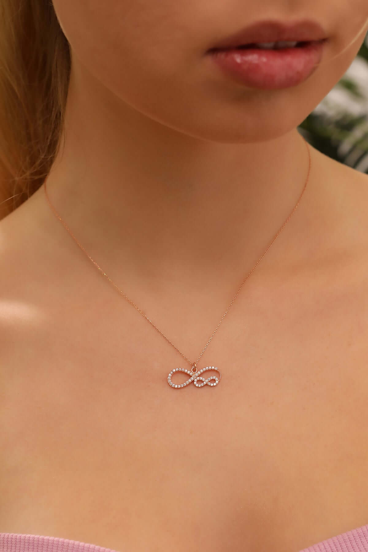 925 Ayar Gümüş Zirkon Taşlı İkili Sonsuzluk Kolyesi - ÖzelSen