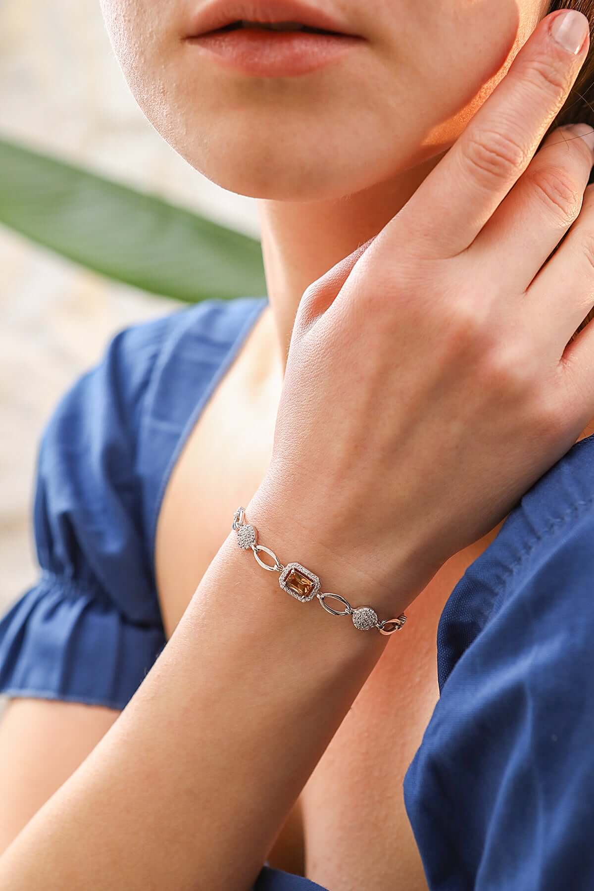 Zültanit Taşlı 925 Ayar Gümüş Baget Bileklik - ÖzelSen