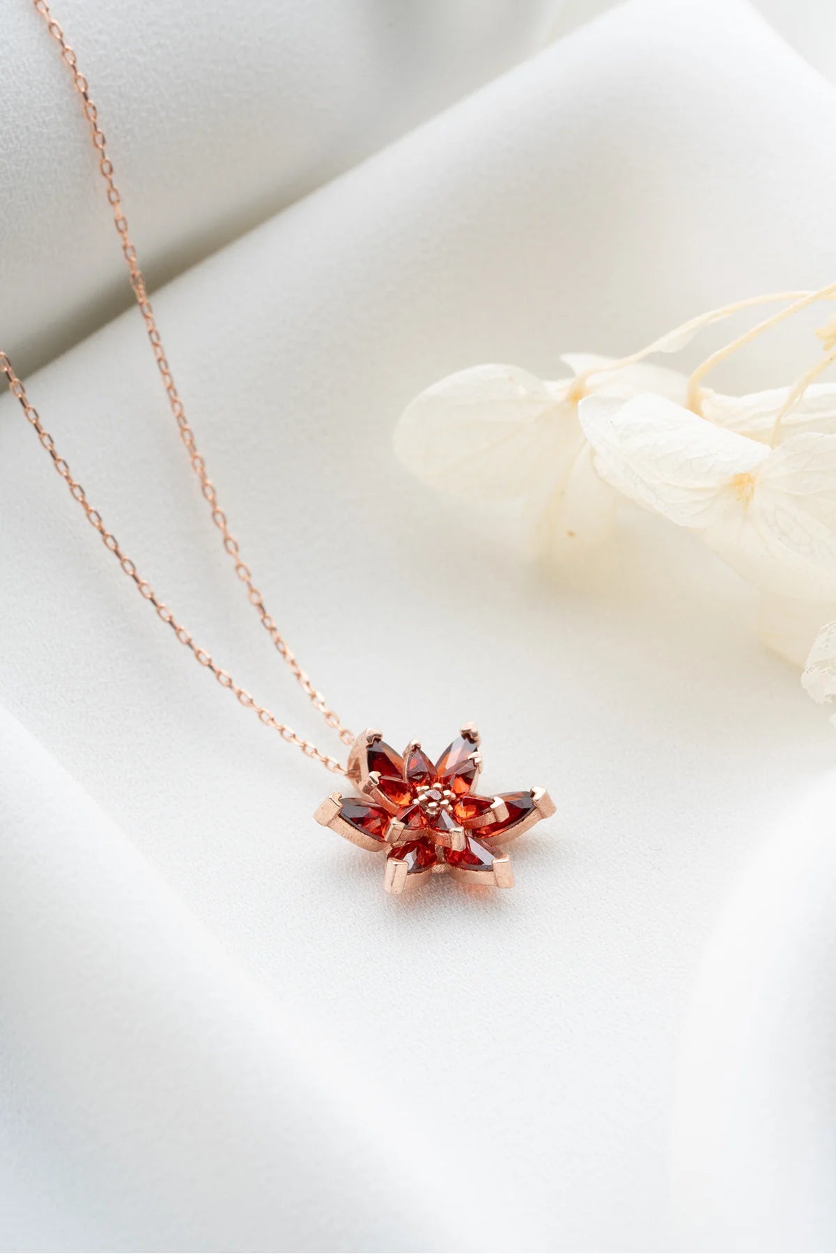 Lotus Çiçeği 925 Ayar Rose Kaplama Gümüş Kolye – 7