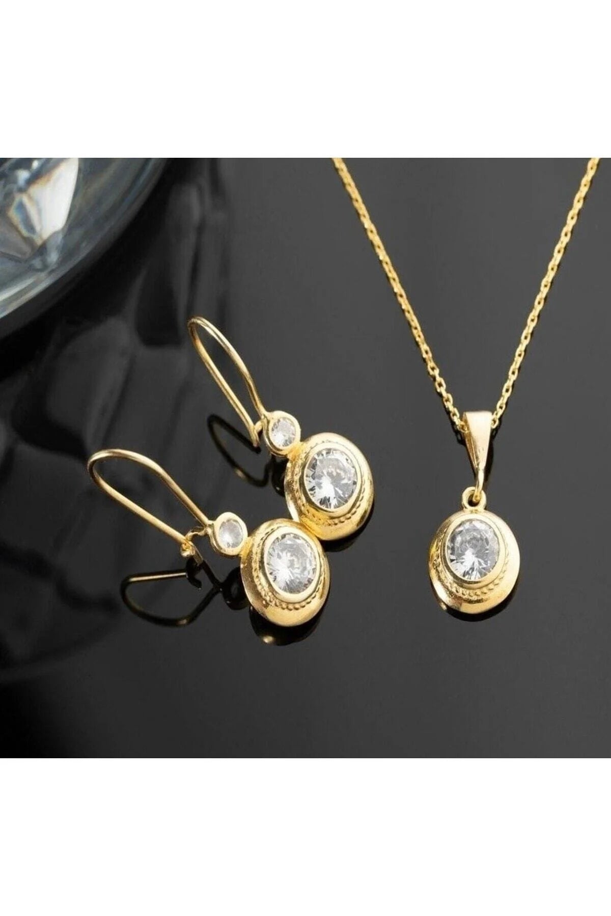Trend Tektaş 925 Ayar Altın Kaplama Gümüş Set