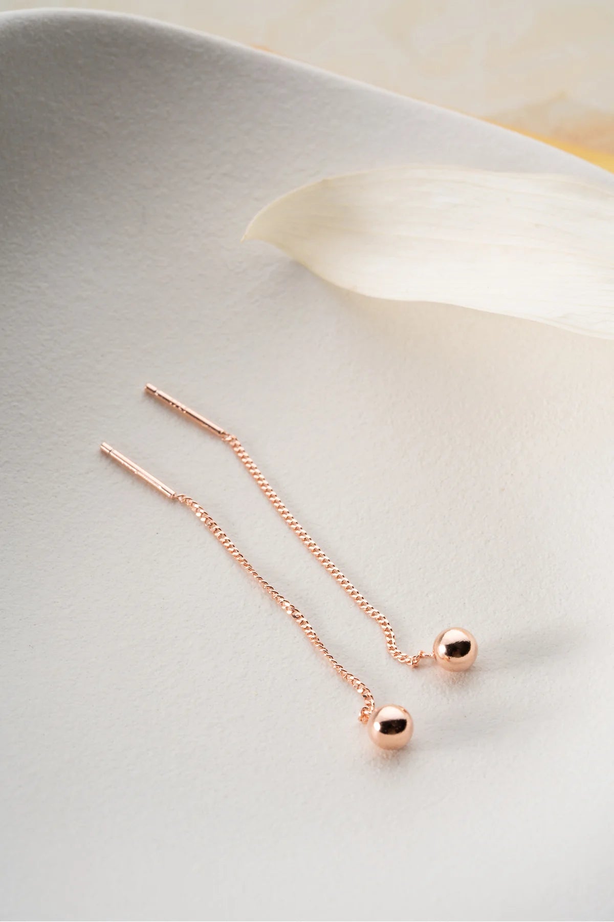 Top Zincir 925 Ayar Rose Kaplama Gümüş Küpe