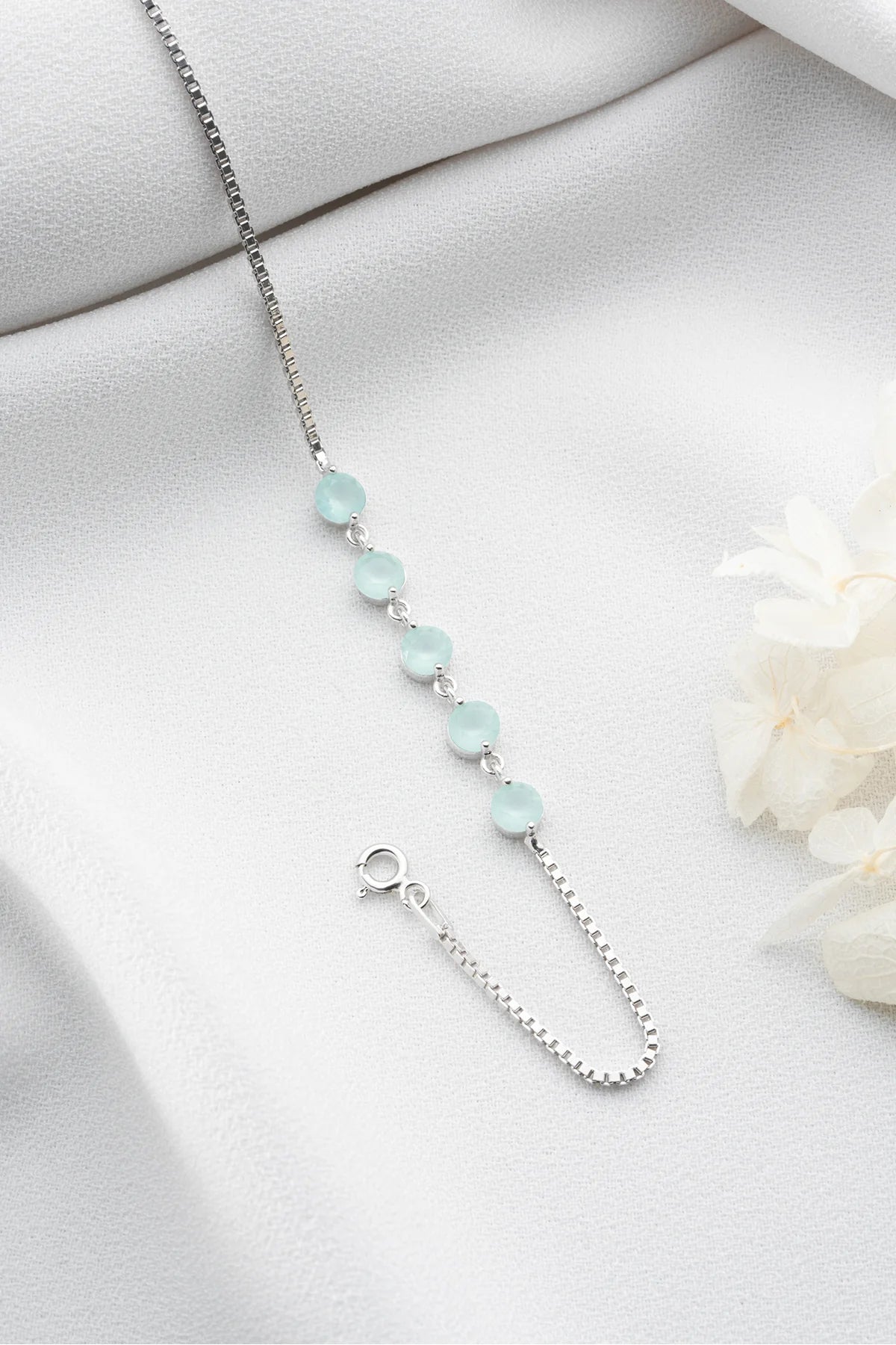 Opal Taşlı 925 Ayar Rose Kaplama Gümüş Bileklik