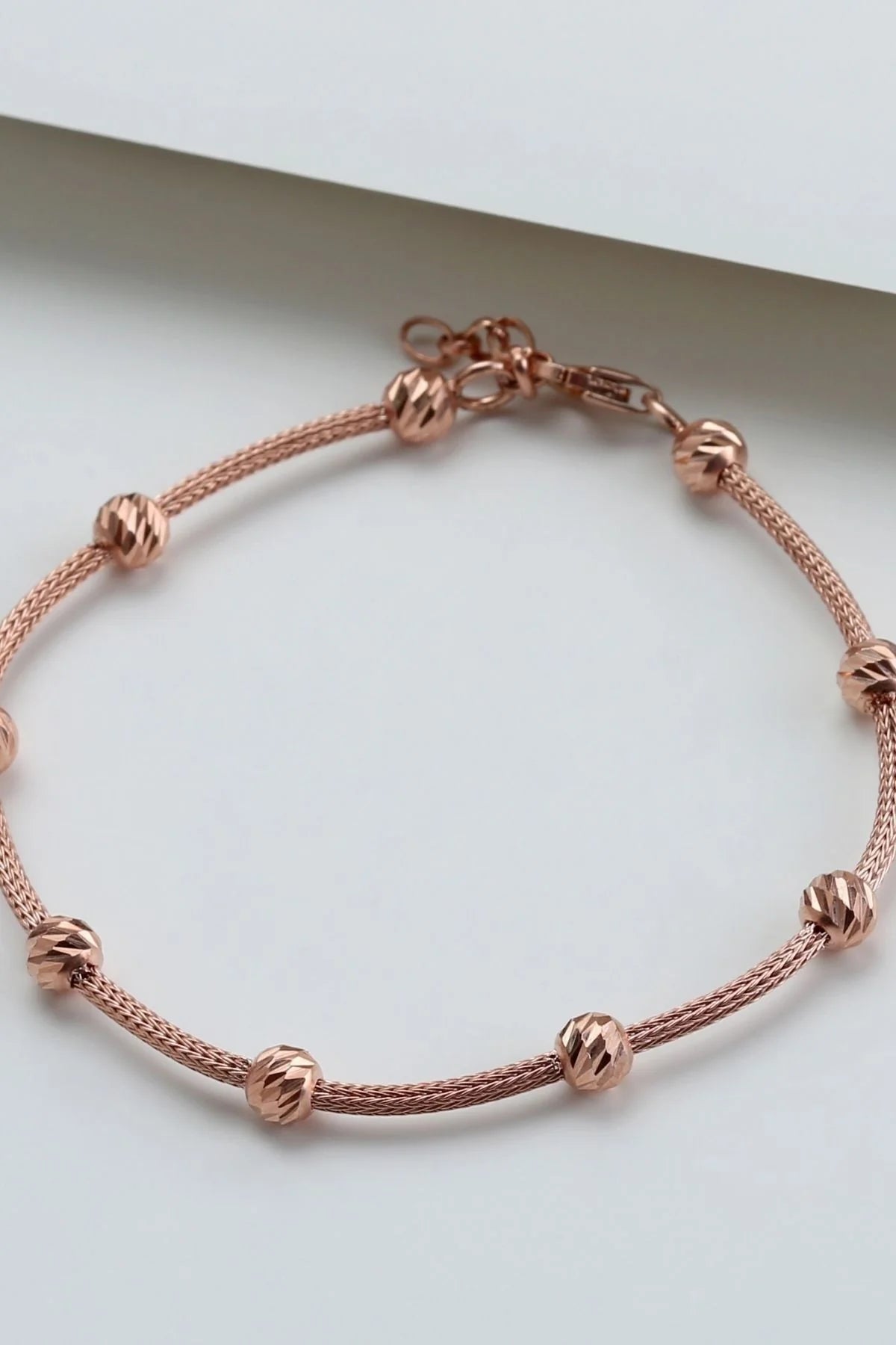 Zincir Dorika 925 Ayar Rose Kaplama Gümüş Bileklik