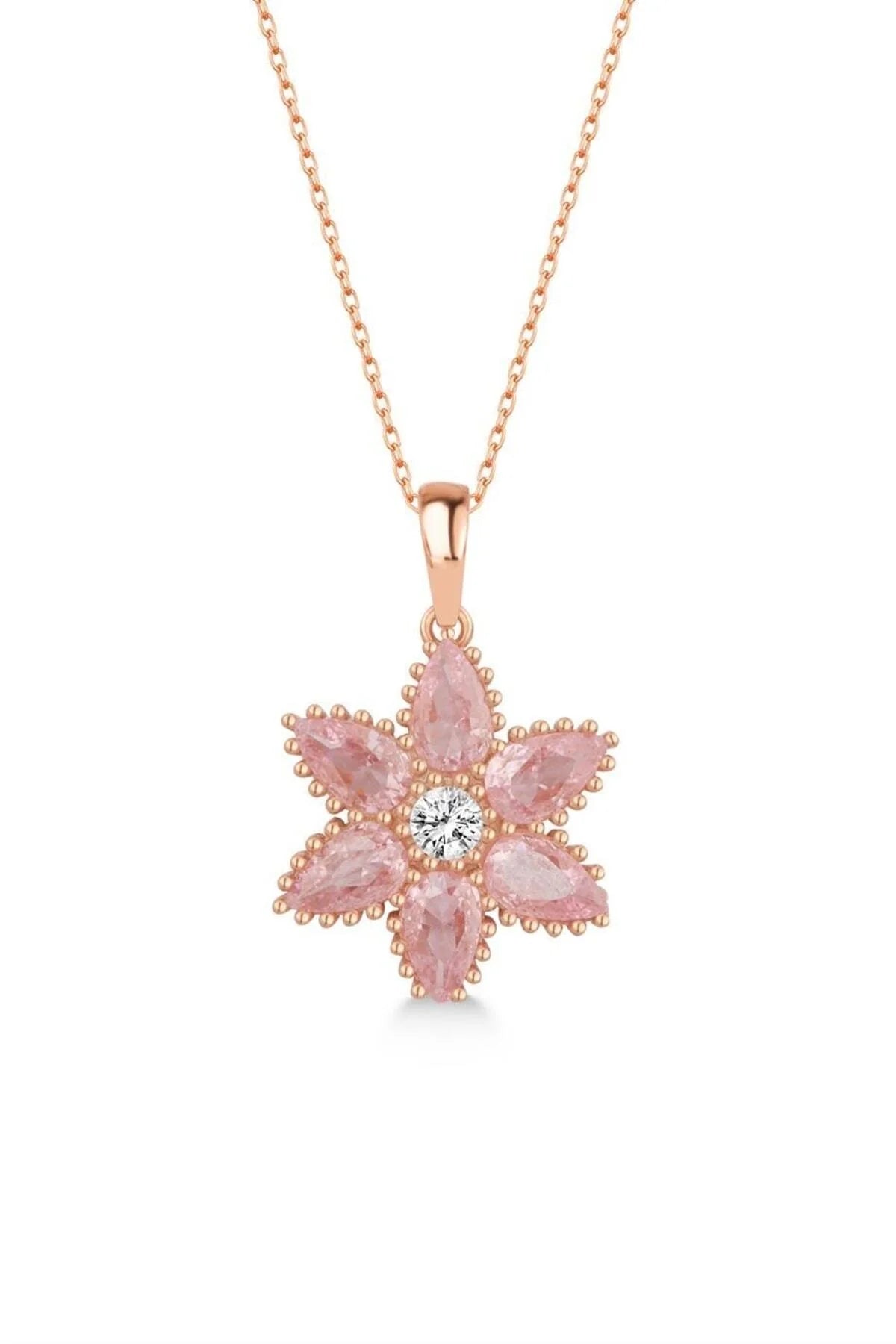 Lotus Çiçeği 925 Ayar Rose Kaplama Gümüş Kolye – 15