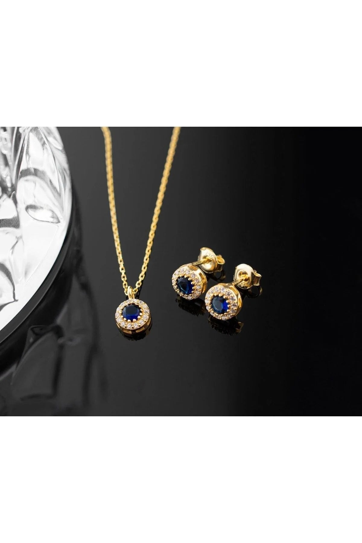 Eylül Ayı Doğum Taşı (Sapphire) 925 Ayar Altın Kaplama Gümüş