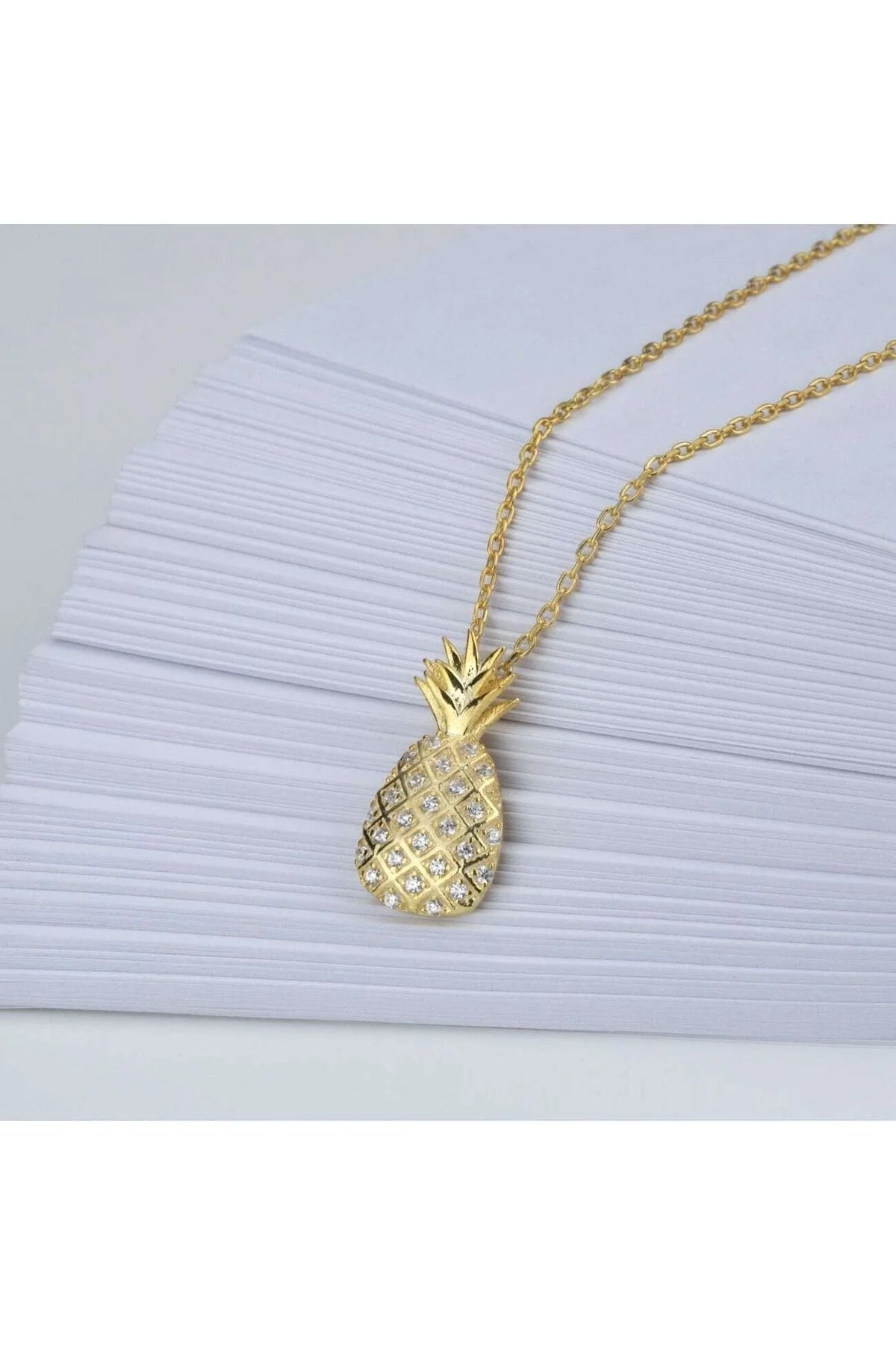 Ananas 925 Ayar Altın Kaplama Gümüş Kolye