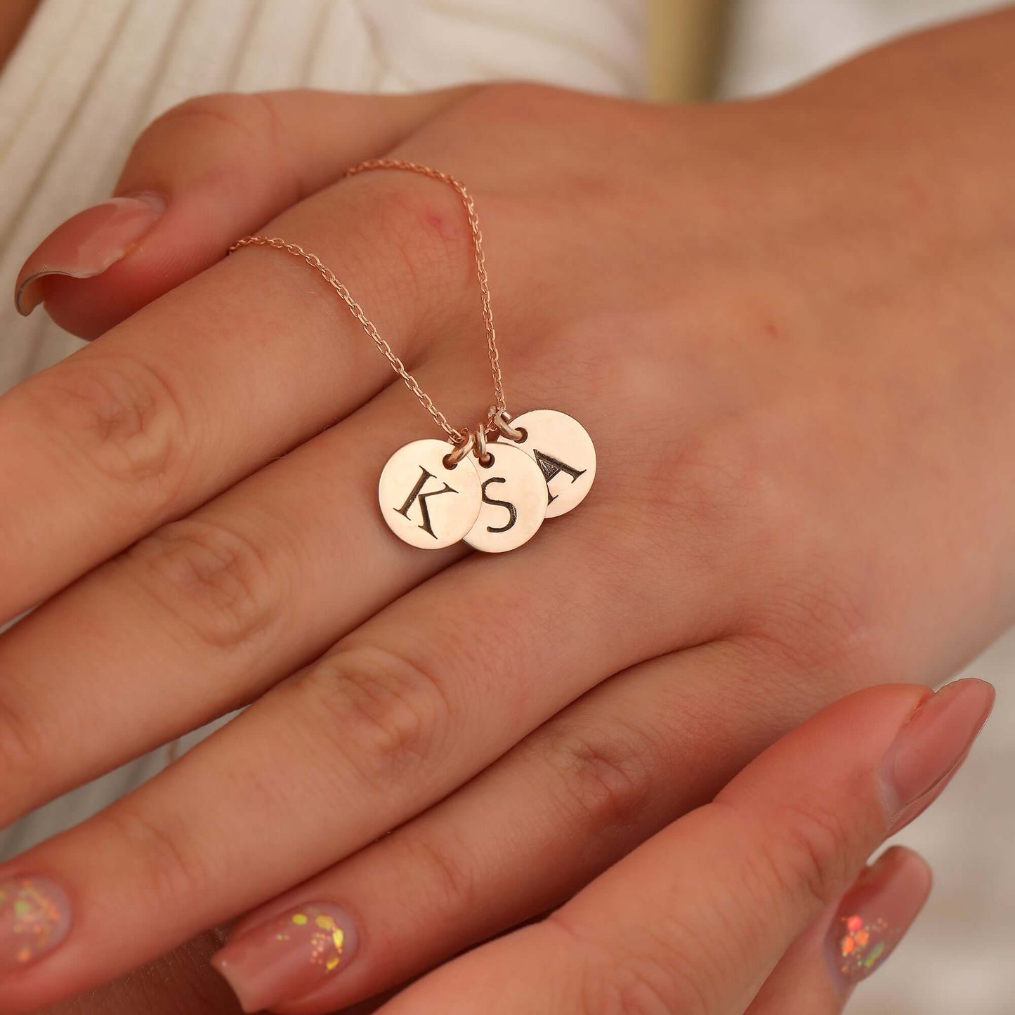 Üçlü Disk 925 Ayar Gümüş Harfli Kolye - ÖzelSen