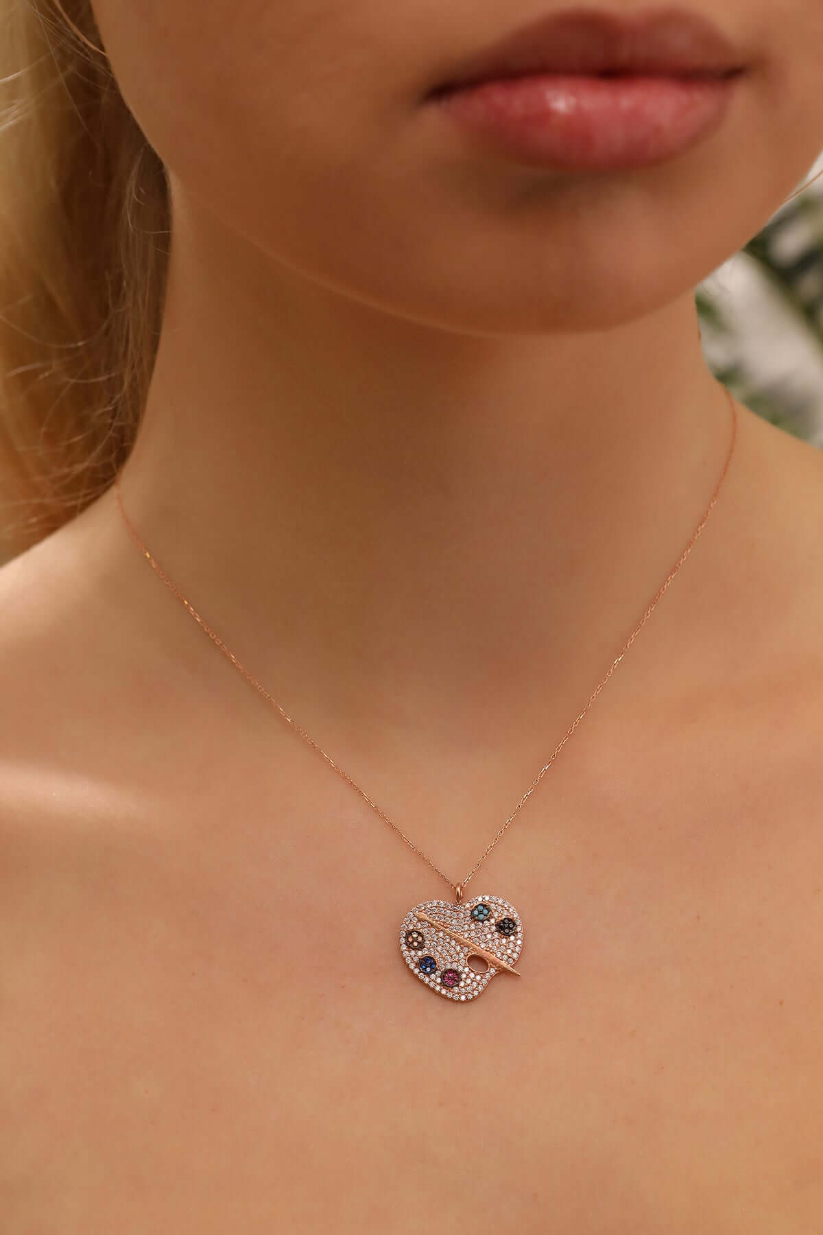 Zirkon Taşlı 925 Ayar Gümüş Minimal Palet Kolye - ÖzelSen