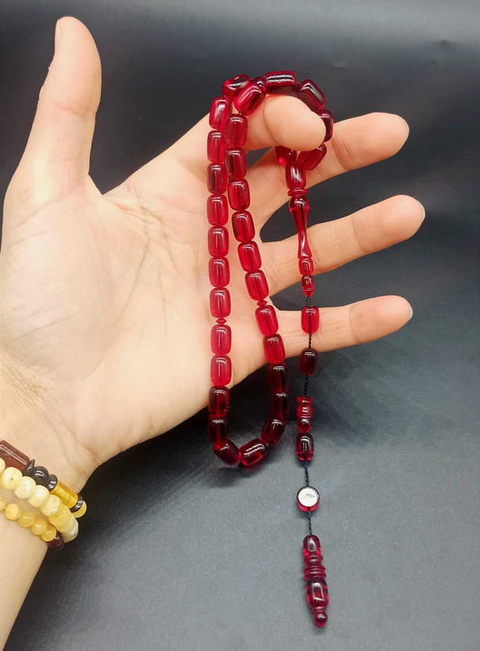 Usta İşçilik Ssistemli Kapsül Kesim Vişne Sıkma Kehribar Tesbih - ÖzelSen