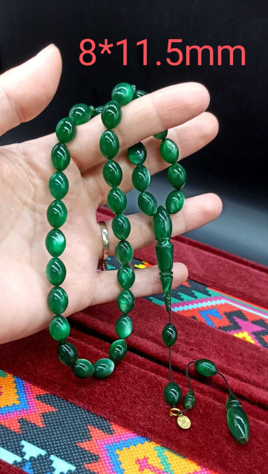 Her Tanesi Usta İşçilik Koyu Yeşil Arpa Kesim Katalin Tesbih - ÖzelSen