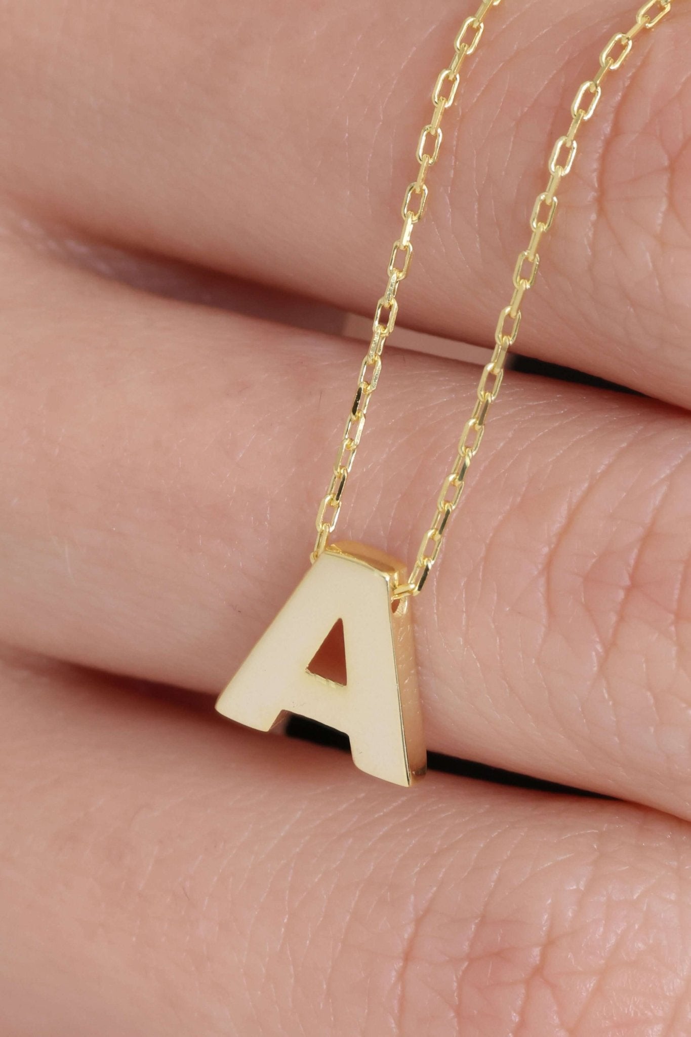 925 Ayar Gümüş A Harfli Kolye - ÖzelSen