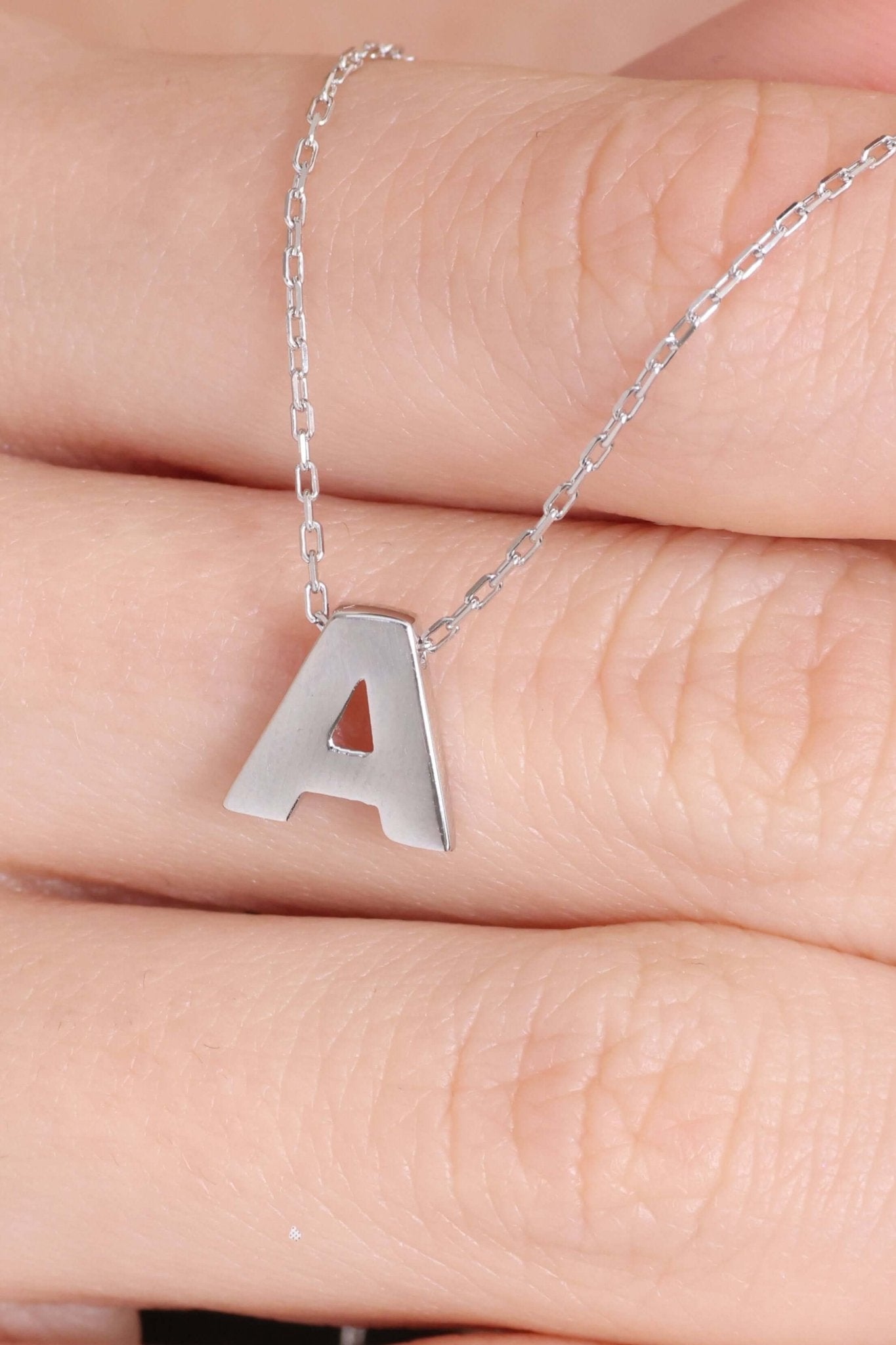 925 Ayar Gümüş A Harfli Kolye - ÖzelSen