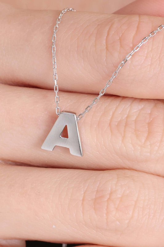 925 Ayar Gümüş A Harfli Kolye - ÖzelSen