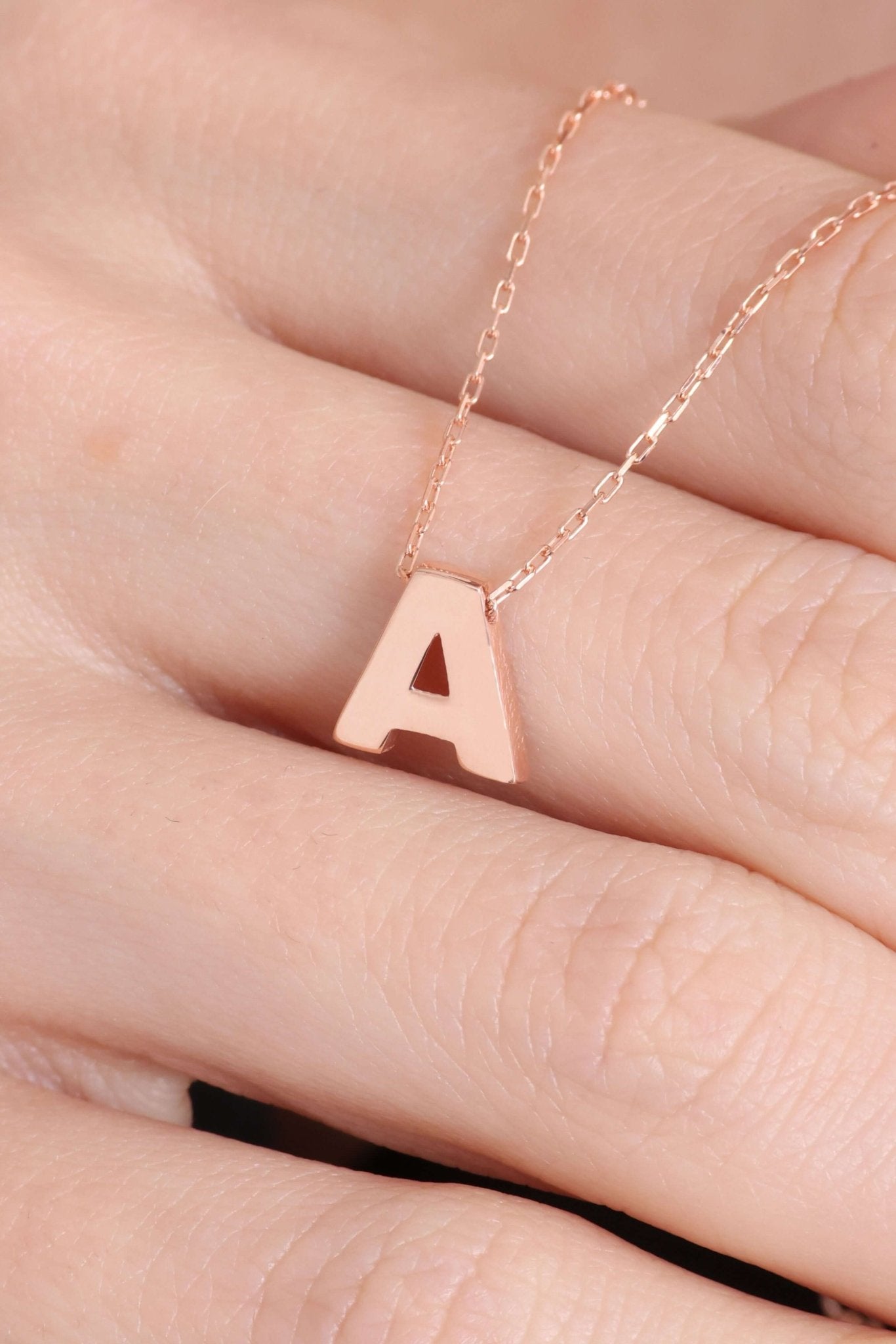 925 Ayar Gümüş A Harfli Kolye - ÖzelSen