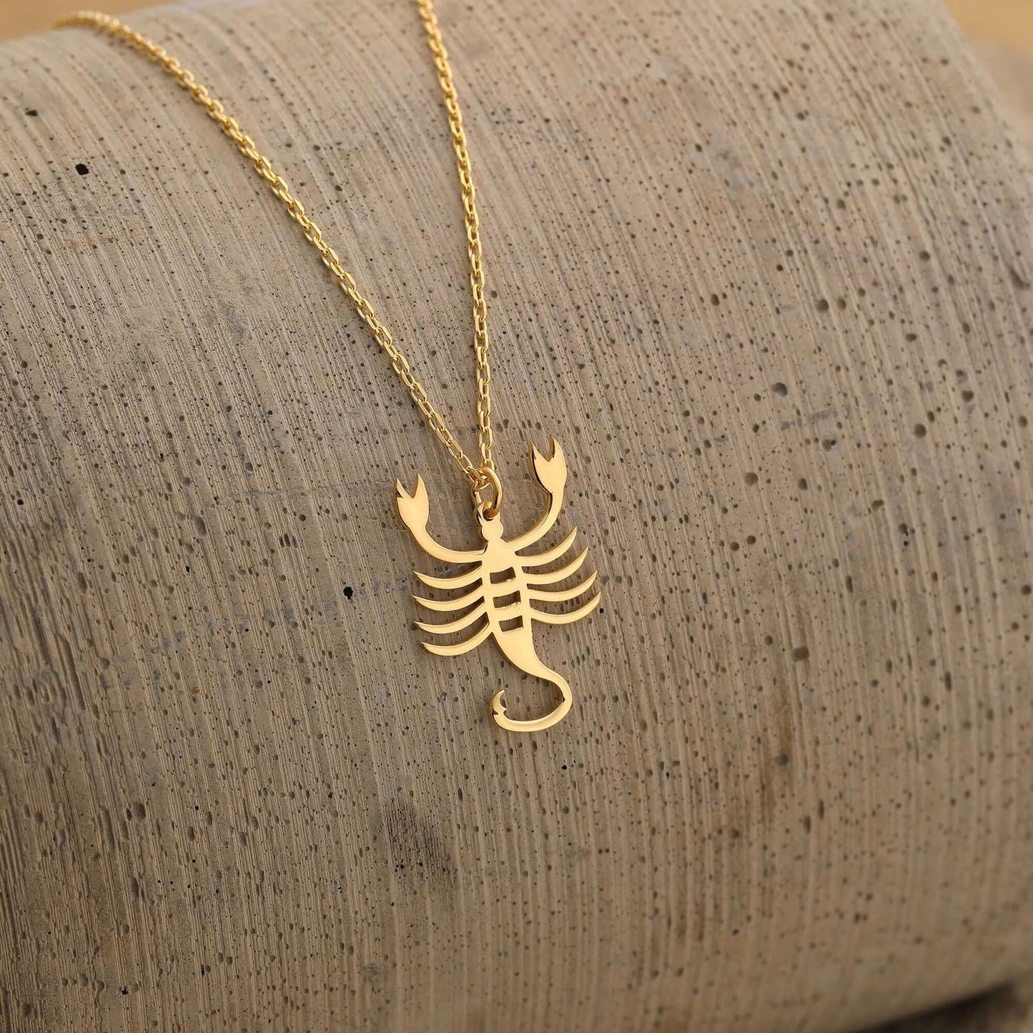 925 Ayar Gümüş Altın Kaplama Minimal Akrep Kolye - ÖzelSen