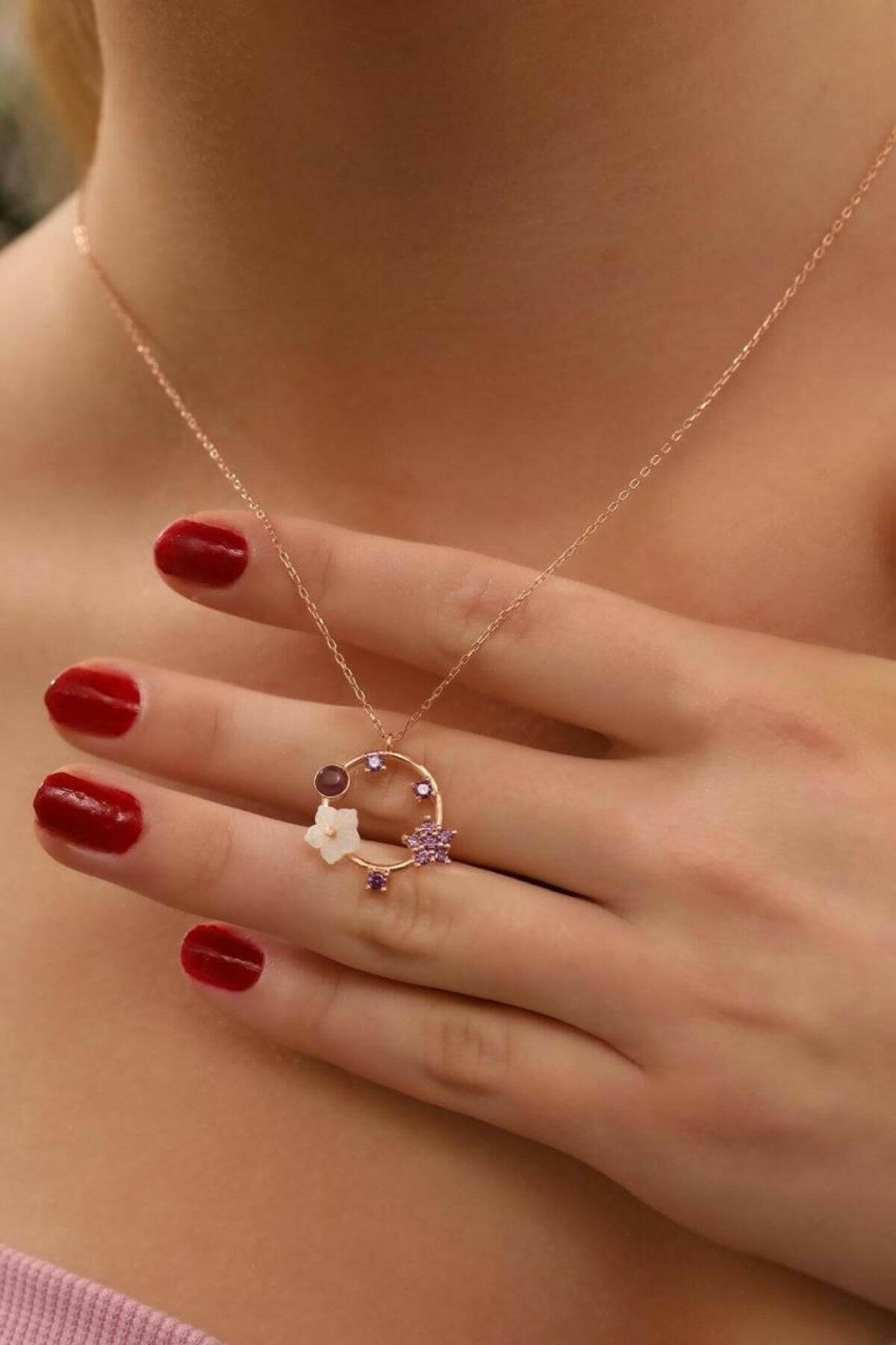 925 Ayar Gümüş Yasemin Çiçeği Kolye - ÖzelSen