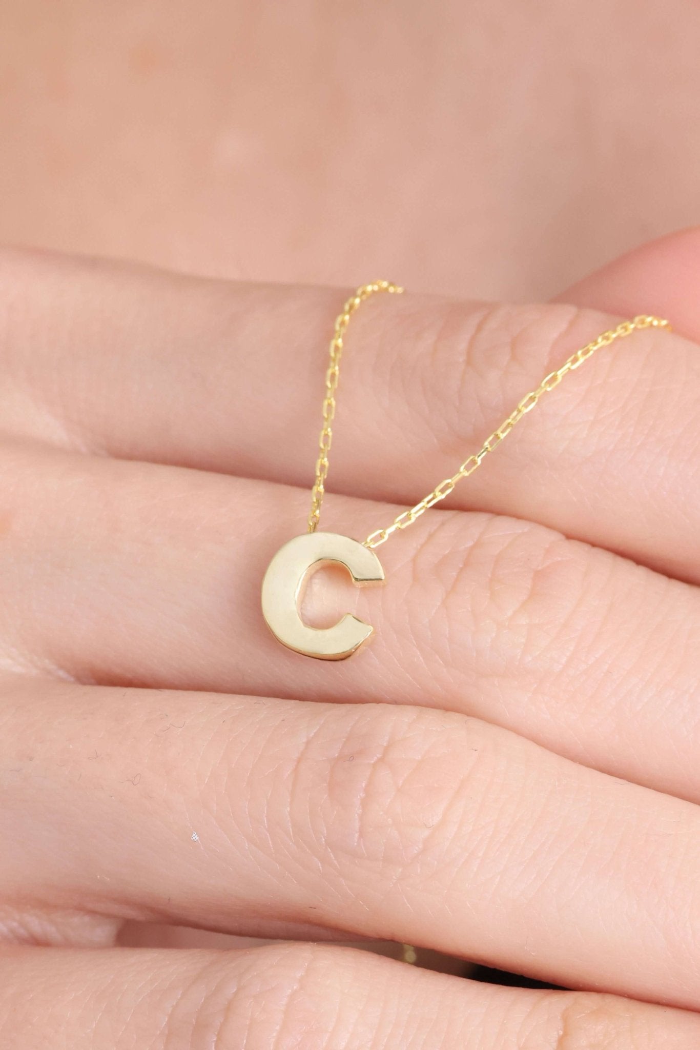 925 Ayar Gümüş C Harfli Kolye - ÖzelSen