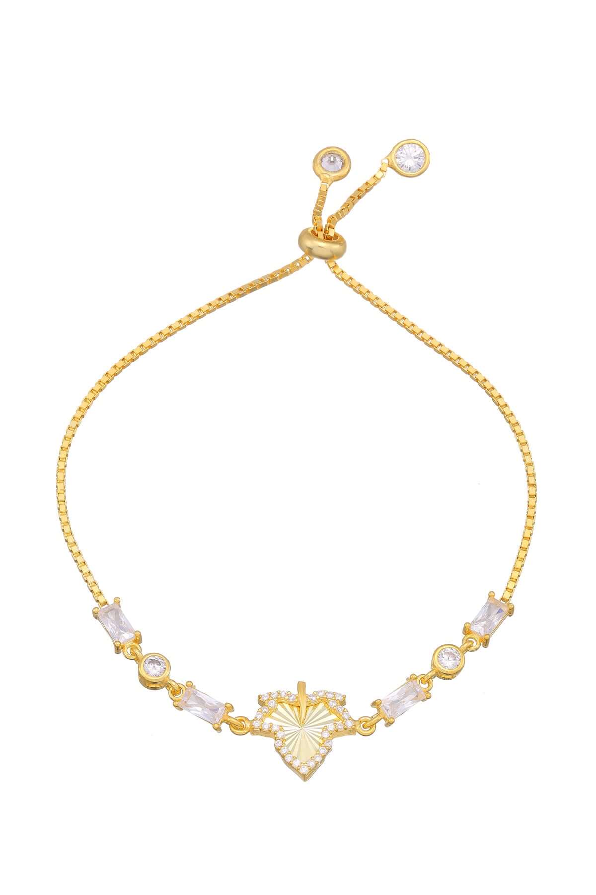 925 Ayar Gümüş Çınar Yaprağı Baget Taşlı Bileklik - ÖzelSen