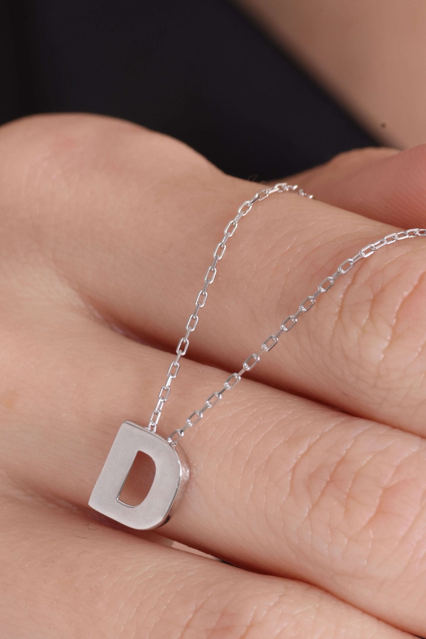 925 Ayar Gümüş D Harfli Kolye - ÖzelSen