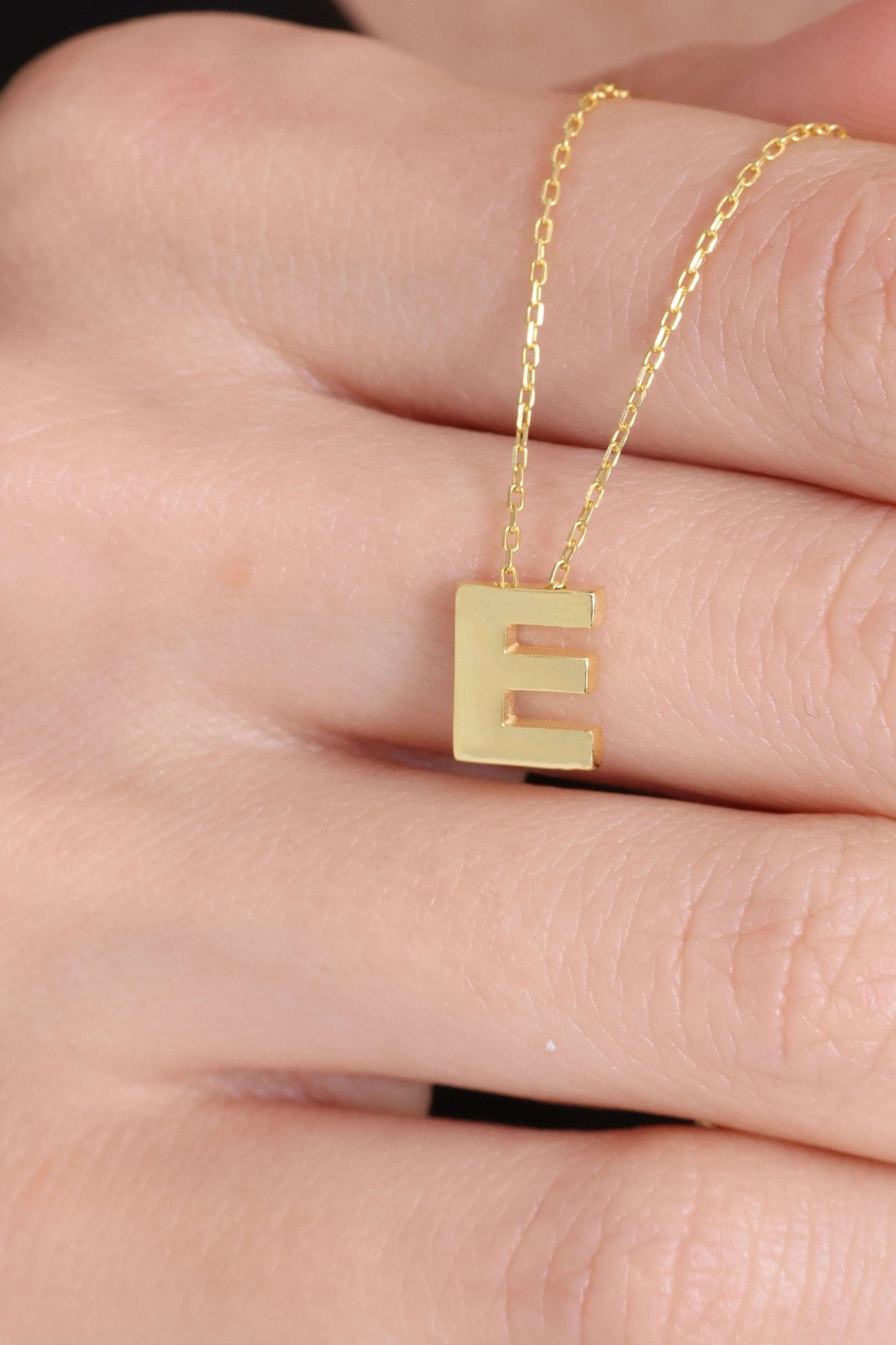 925 Ayar Gümüş E Harfli Kolye - ÖzelSen