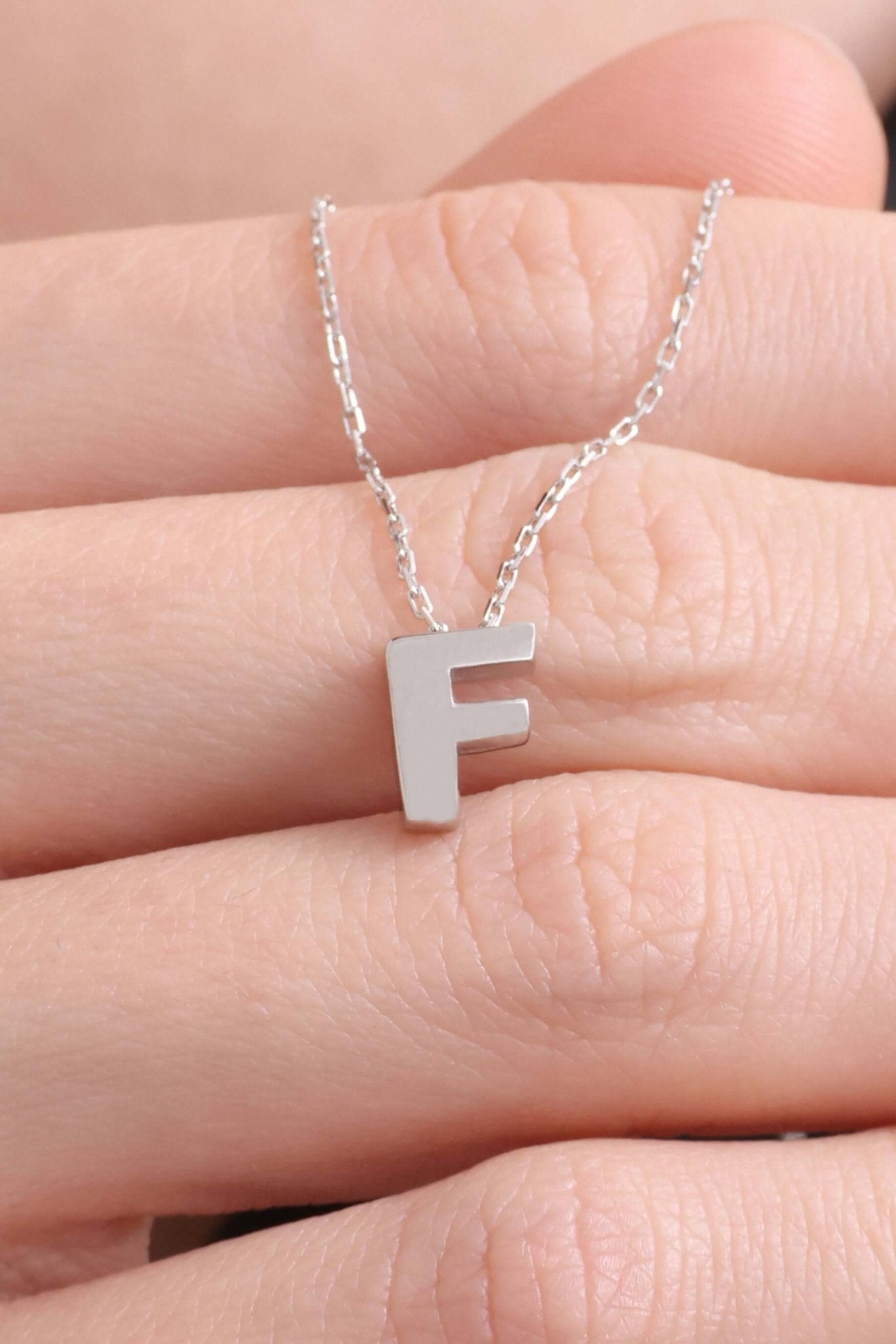 925 Ayar Gümüş F Harfli Kolye - ÖzelSen