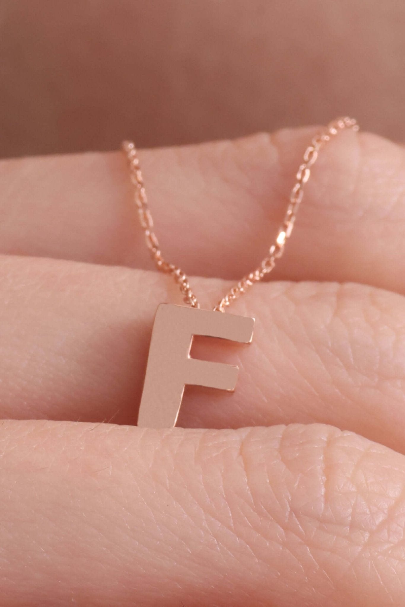 925 Ayar Gümüş F Harfli Kolye - ÖzelSen