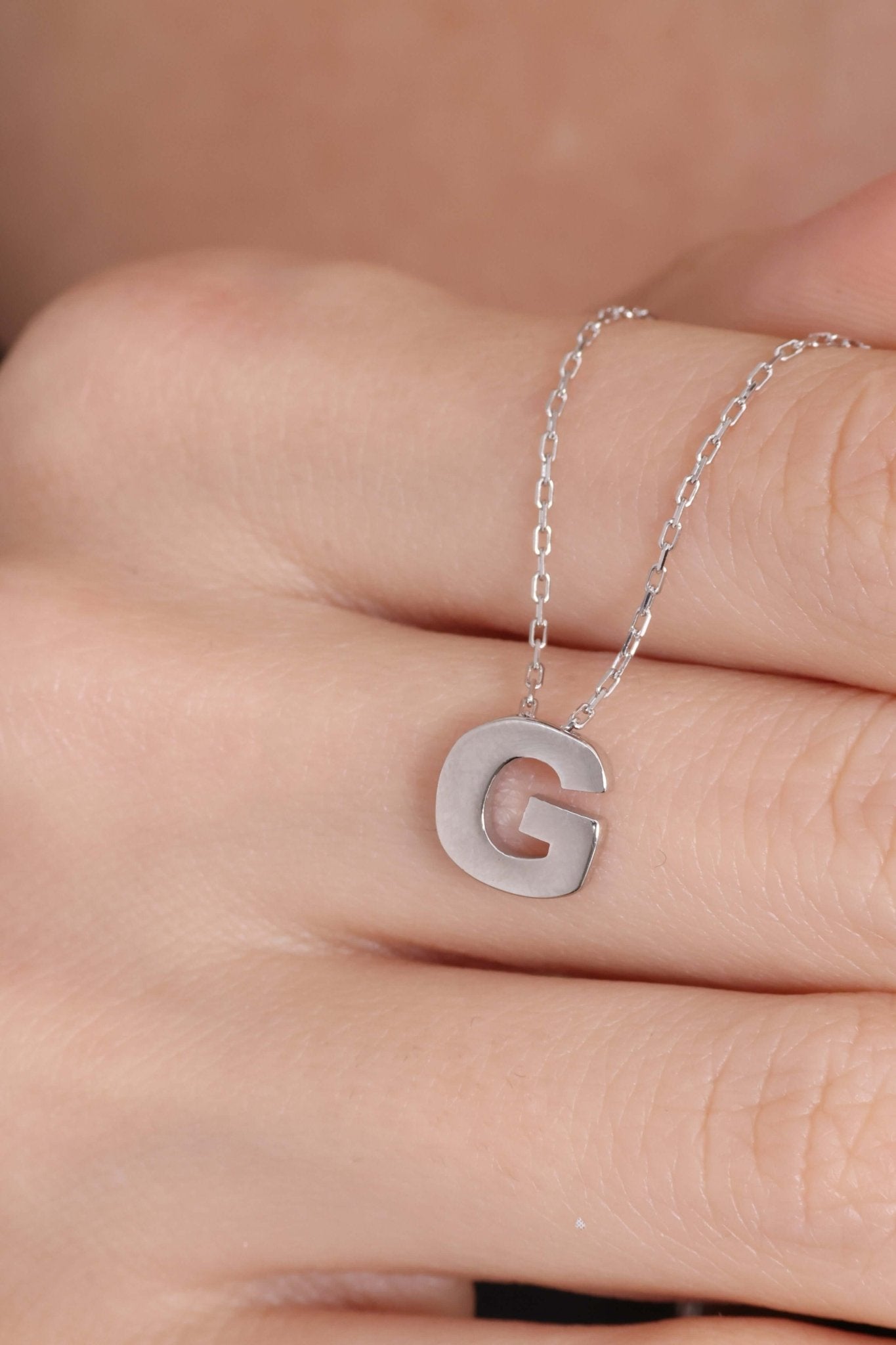 925 Ayar Gümüş G Harfli Kolye - ÖzelSen