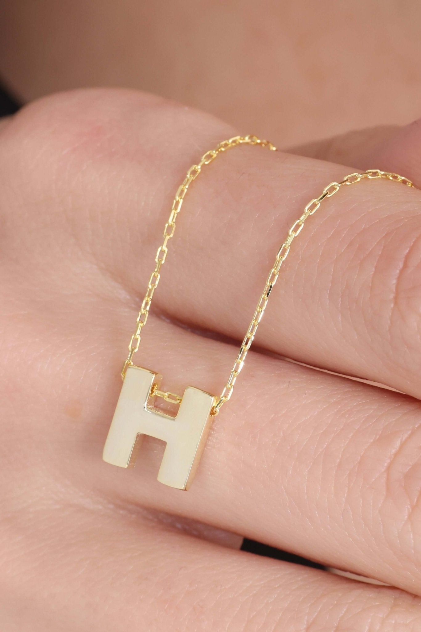 925 Ayar Gümüş H Harfli Kolye - ÖzelSen