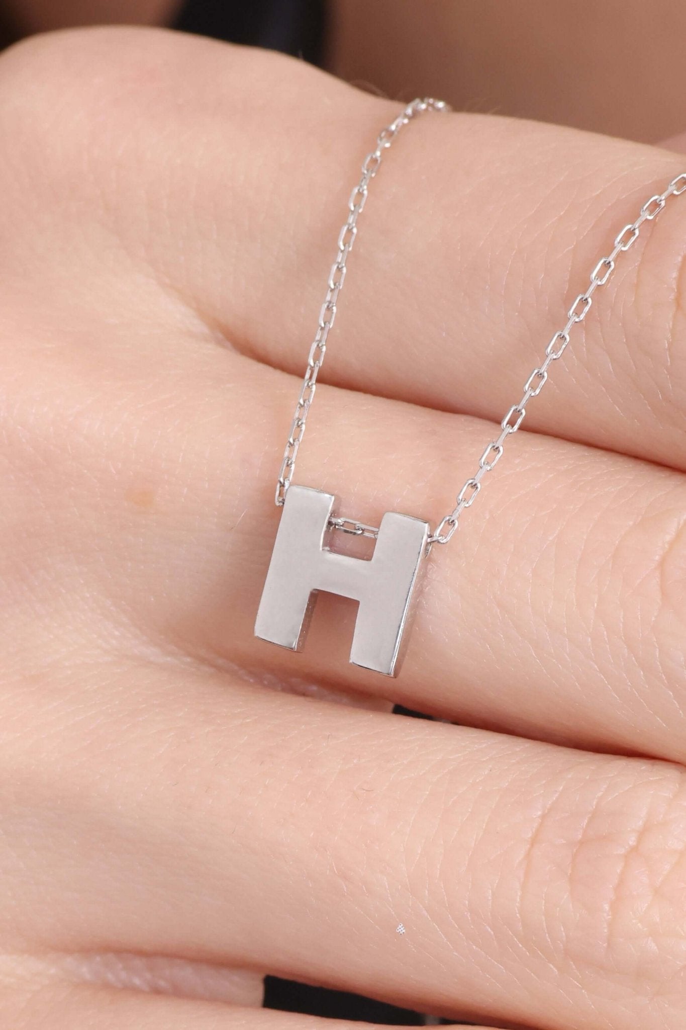 925 Ayar Gümüş H Harfli Kolye - ÖzelSen