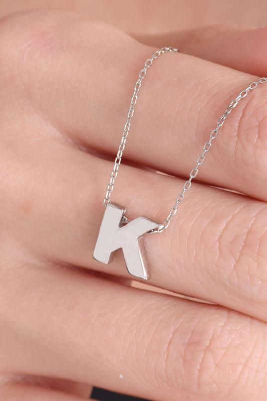 925 Ayar Gümüş K Harfli Kolye - ÖzelSen