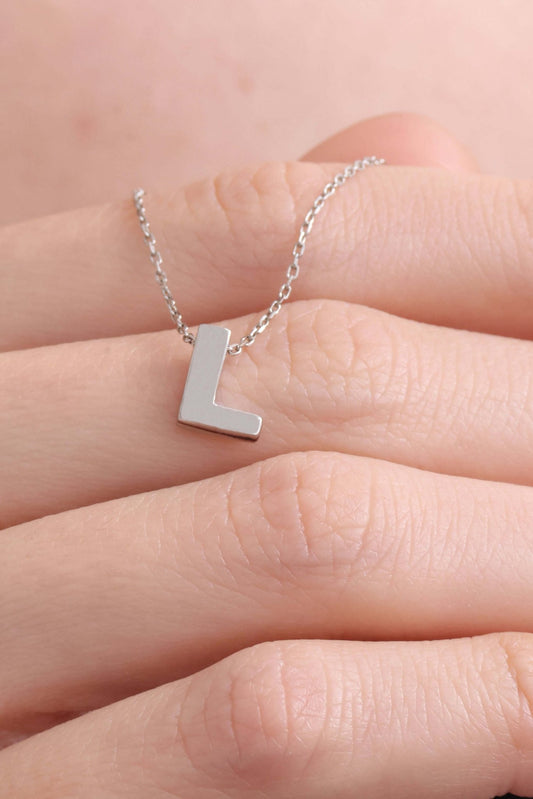 925 Ayar Gümüş L Harfli Kolye - ÖzelSen