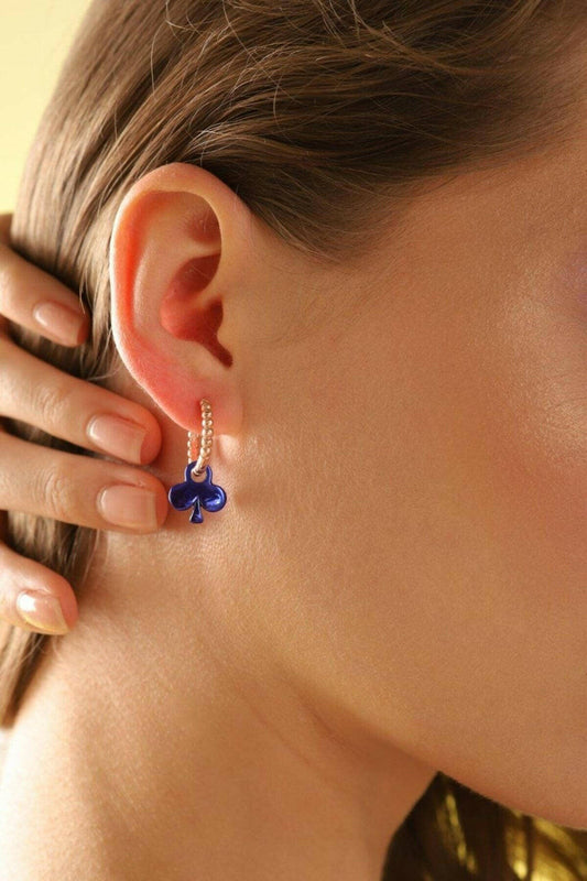 925 Ayar Gümüş Mavi Yonca Küpe - ÖzelSen