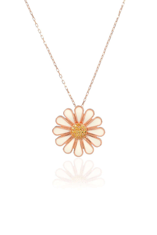 925 Ayar Gümüş Papatya Kolye - ÖzelSen