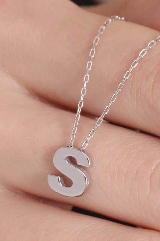 925 Ayar Gümüş S Harfli Kolye - ÖzelSen