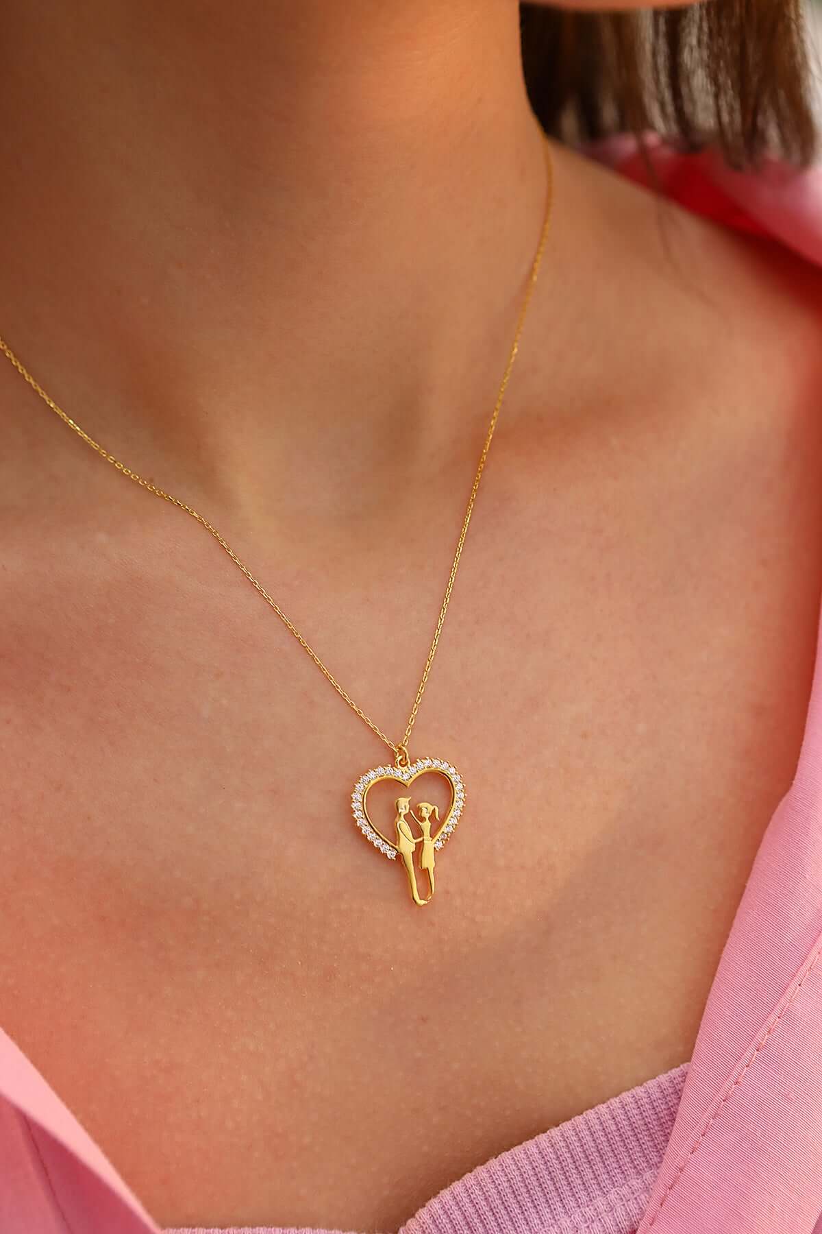 925 Ayar Gümüş Sevgili Kalpli Kolye - ÖzelSen