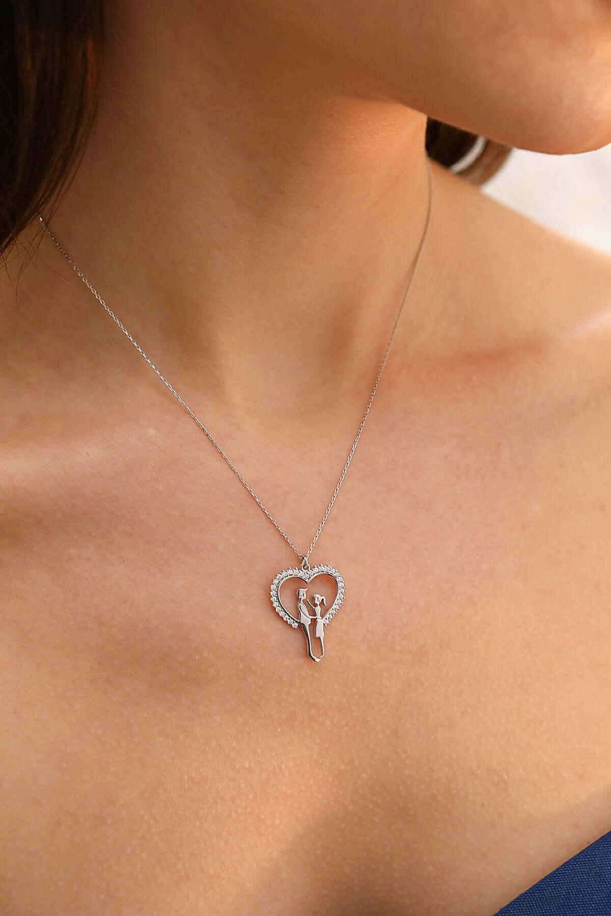 925 Ayar Gümüş Sevgili Kalpli Kolye - ÖzelSen