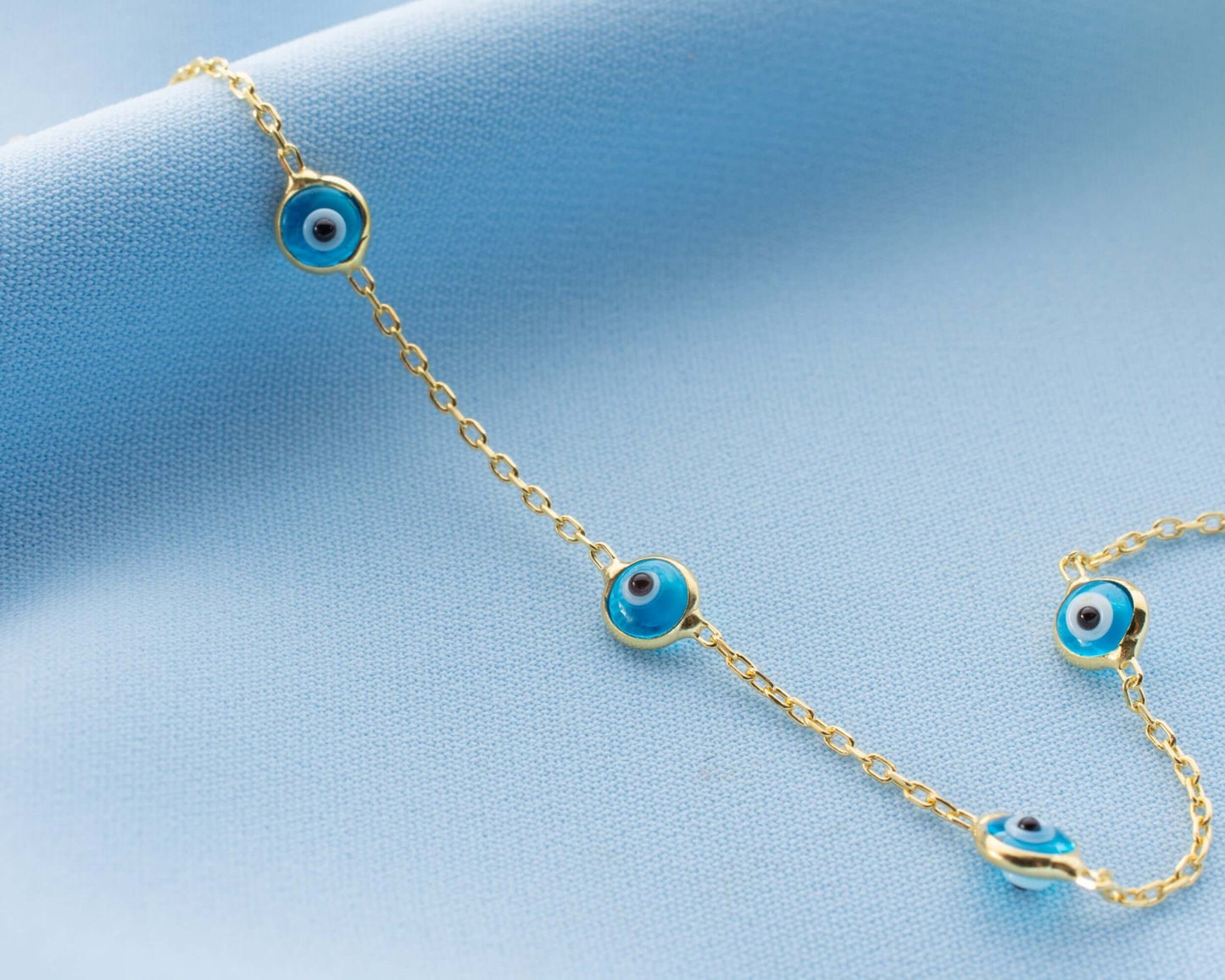 925 Ayar Gümüş Sıralı Nazar Boncuklu Bileklik - ÖzelSen