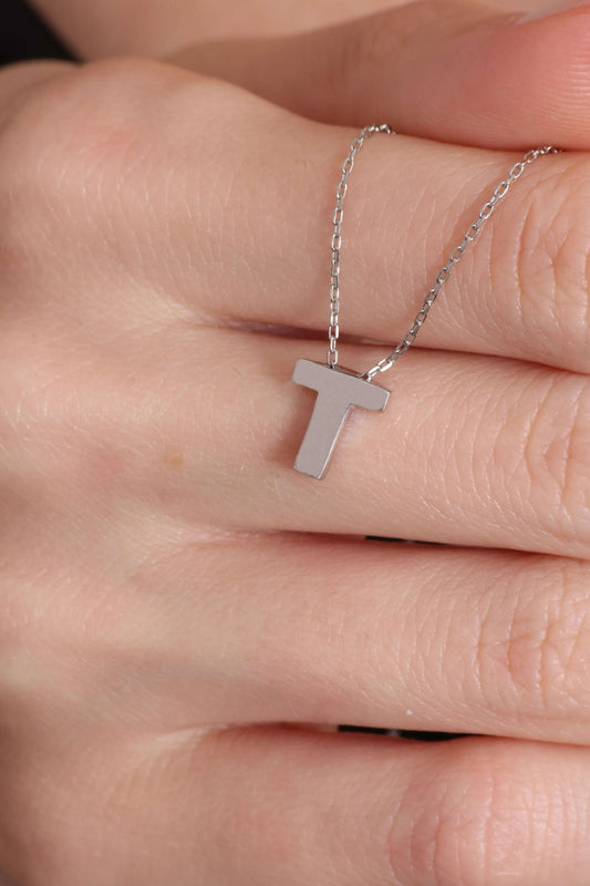 925 Ayar Gümüş T Harfli Kolye - ÖzelSen