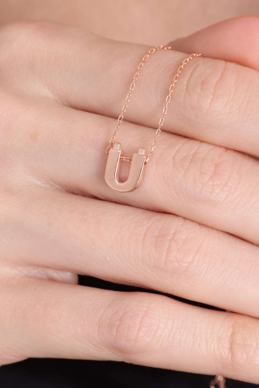 925 Ayar Gümüş Ü Harfli Kolye - ÖzelSen