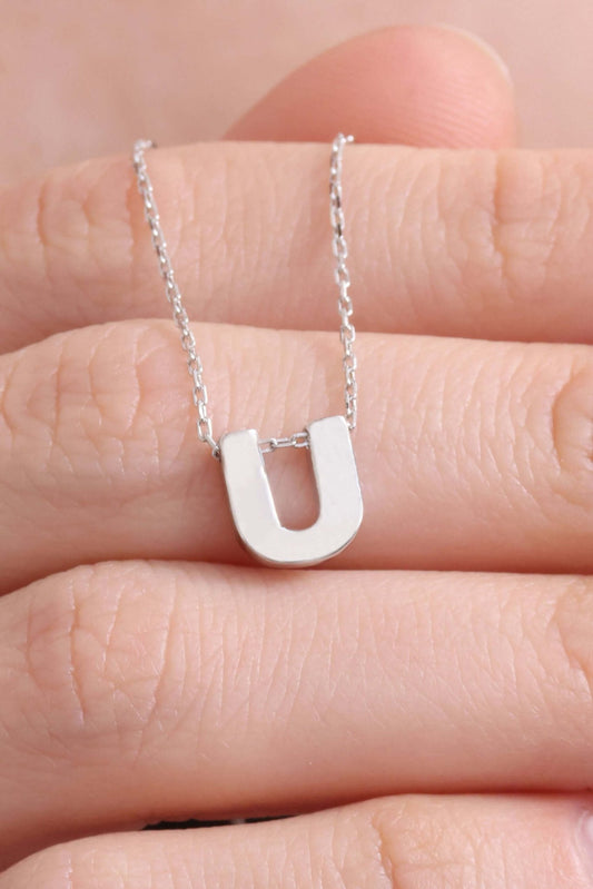 925 Ayar Gümüş U Harfli Kolye - ÖzelSen