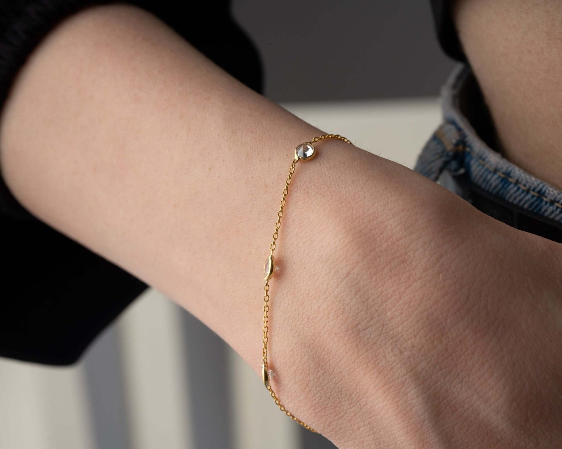 925 Ayar Gümüş Üç Taşlı Bileklik - ÖzelSen