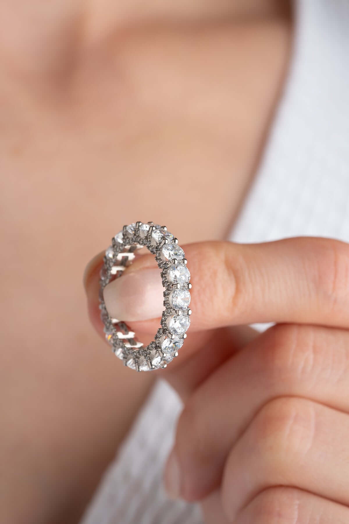 925 Ayar Gümüş Zirkon Taşlı Halka Yüzük - ÖzelSen