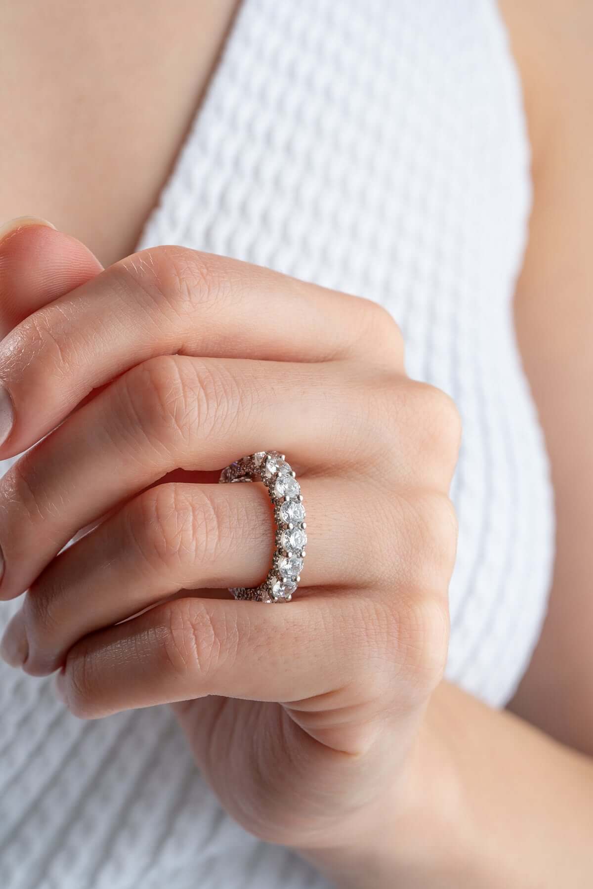 925 Ayar Gümüş Zirkon Taşlı Halka Yüzük - ÖzelSen