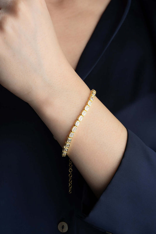 925 Ayar Gümüş Zirkon Taşlı Su Yolu Bileklik - ÖzelSen