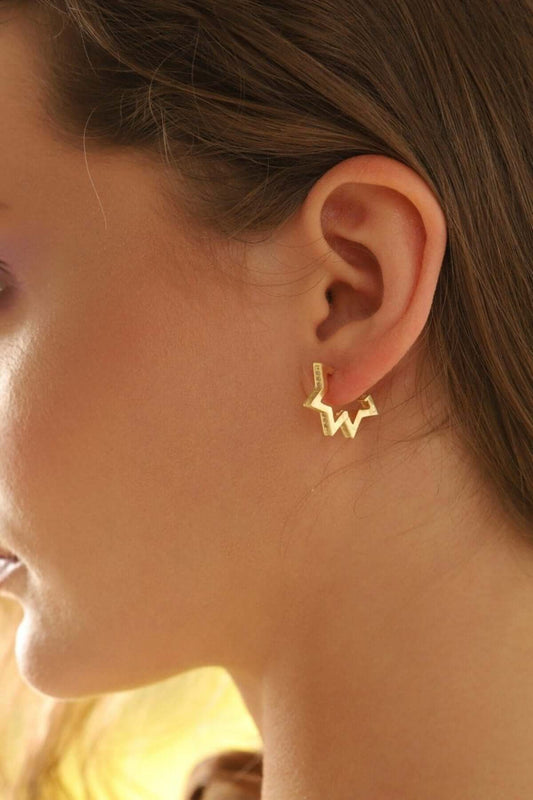 925 Ayar Gümüş Zirkon Taşlı Yıldız Küpe - ÖzelSen