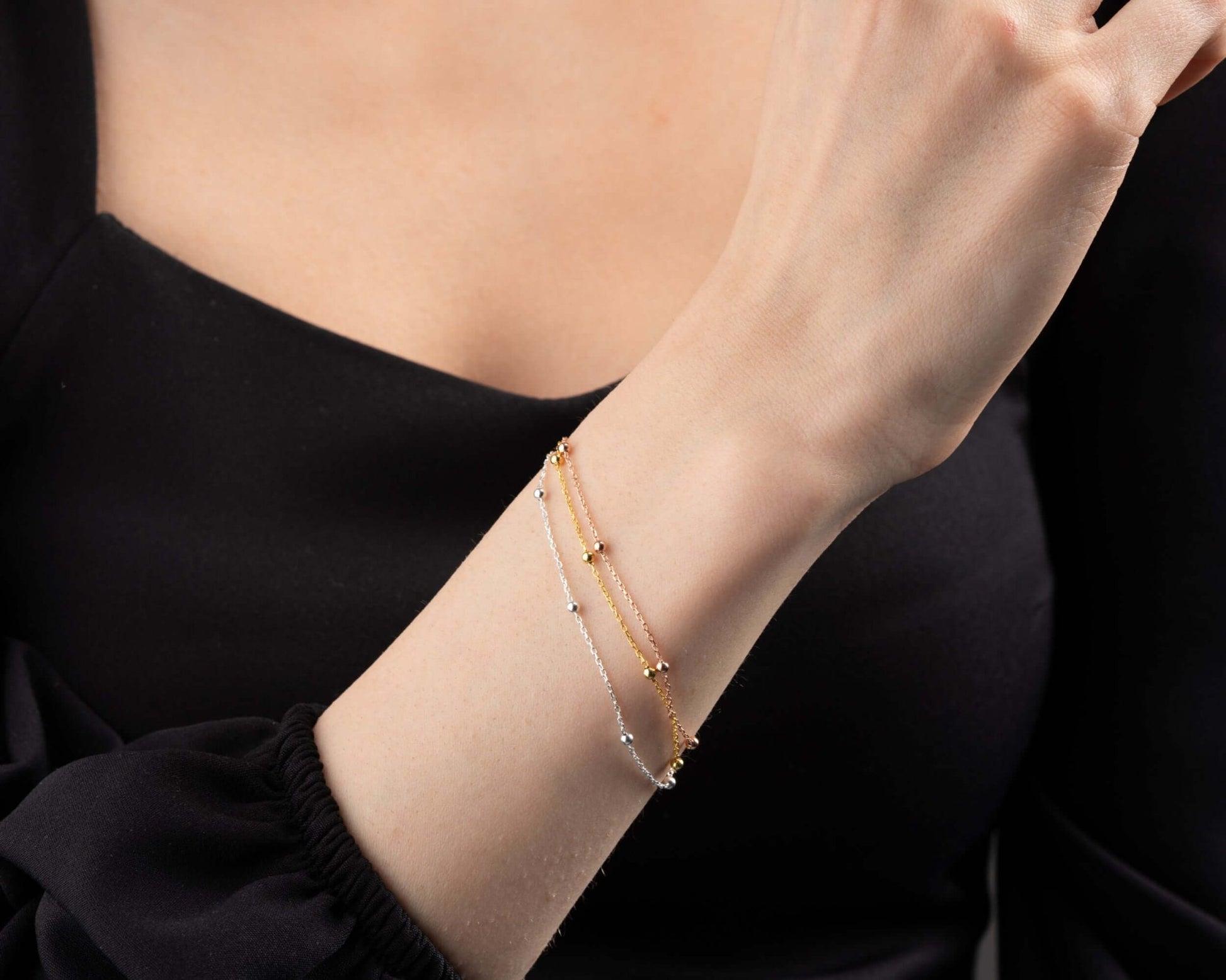 925 Ayar Üç Renk Dorika Toplu Bileklik - ÖzelSen